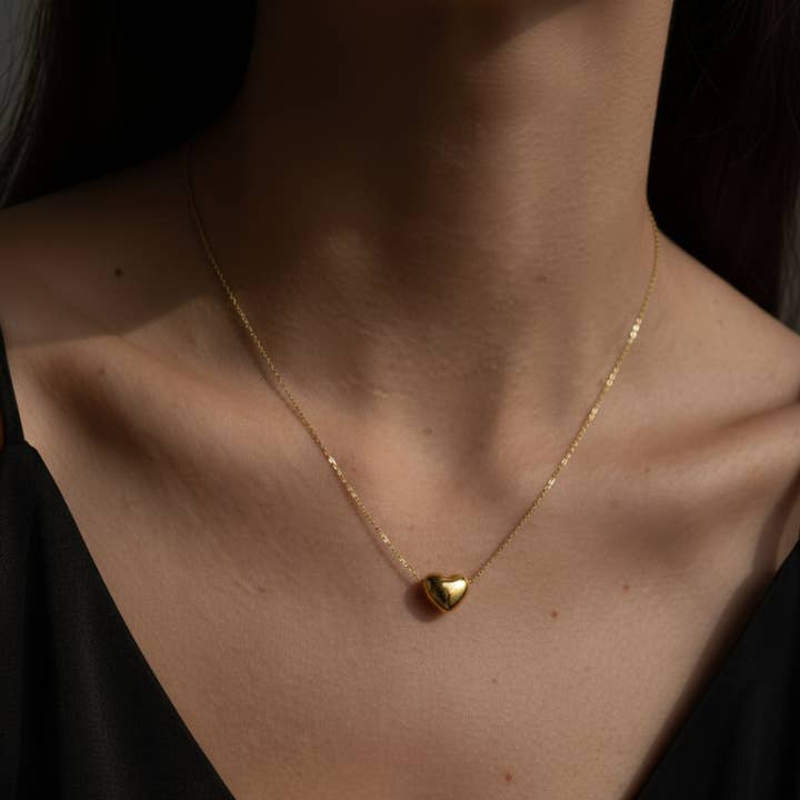 Dainty Heart Charm Necklace 18k Gold Waterproof Gift for wholesale by Gold Lunar