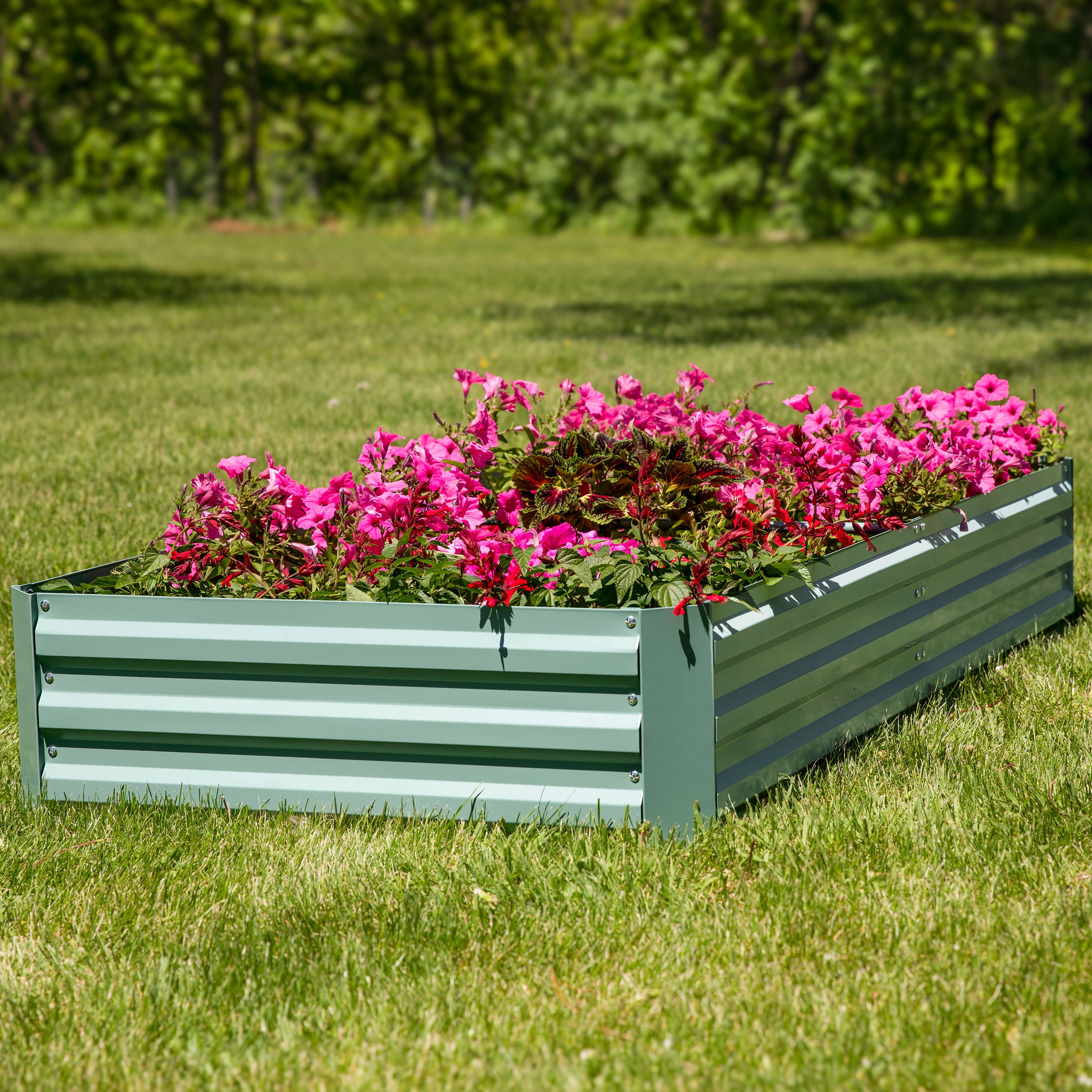 Sunnydaze Decor - Wholesale Planter Box - Steel Rectangle Raised Garden Bed - 3' x 6' - Green0