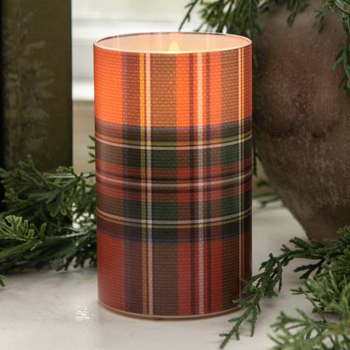 5" RÖD TARTAN 3D FLAMMA GLASLJUS för wholesale av Ragon House