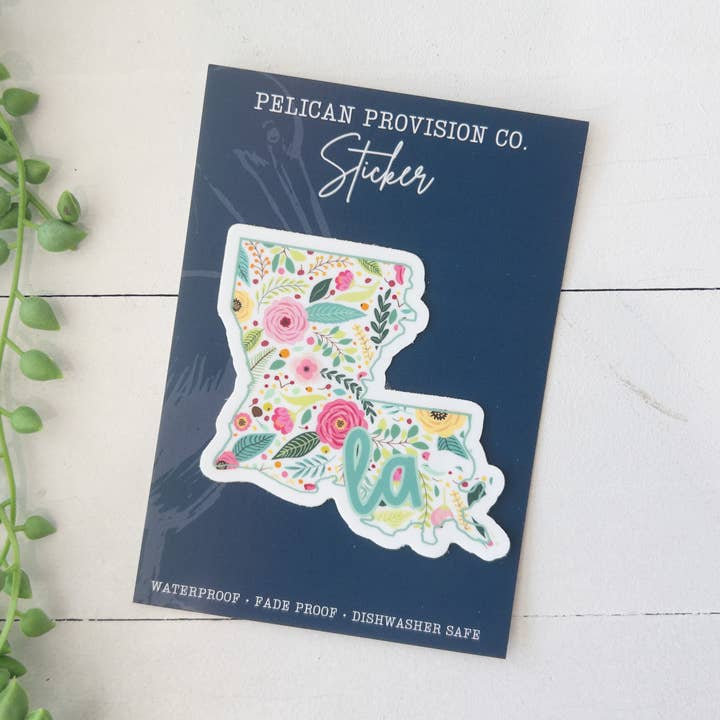 Bright Floral Louisiana Sticker for wholesale by Pelican Provision Co.