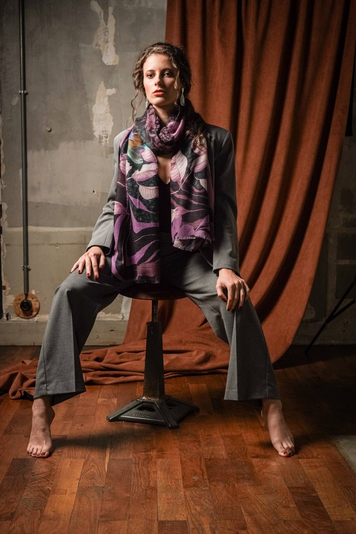 FST le french studio – Engroshandel Tørklæde - Dame – Stor kashmir tørklæde LAURIER AMETHYST0