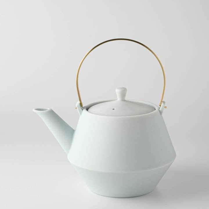 Frustum Japanese Tea Pot - White Blue for wholesale by Yamani