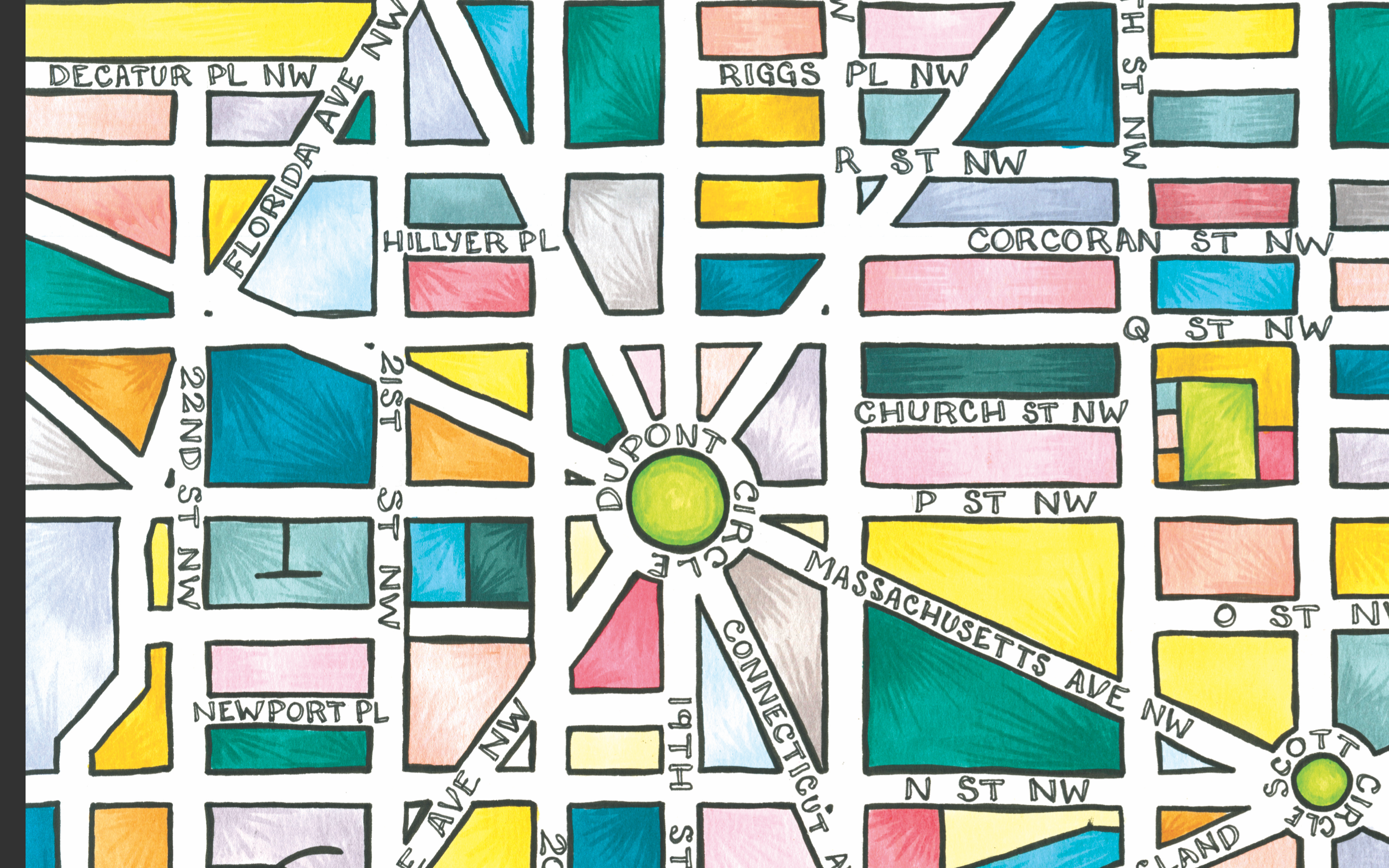 Terratorie Maps + Goods - Vente Carte de vœux classique - Carte de vœux Dupont Circle Map Art1