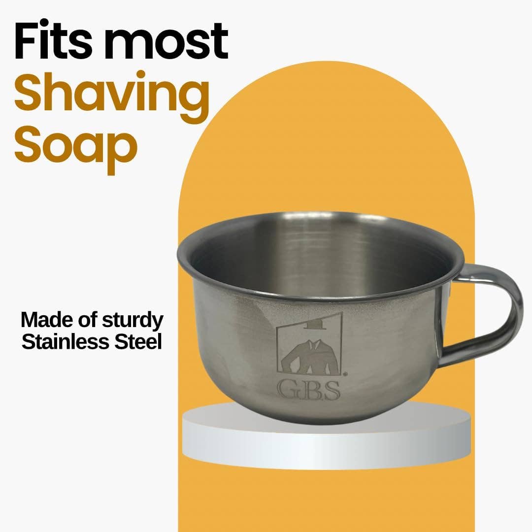 GENTS FINE GROOMING PRODUCTS - Wholesale Shave Soap - GBS Stainless Shaving Bowl with Handle and Soap2