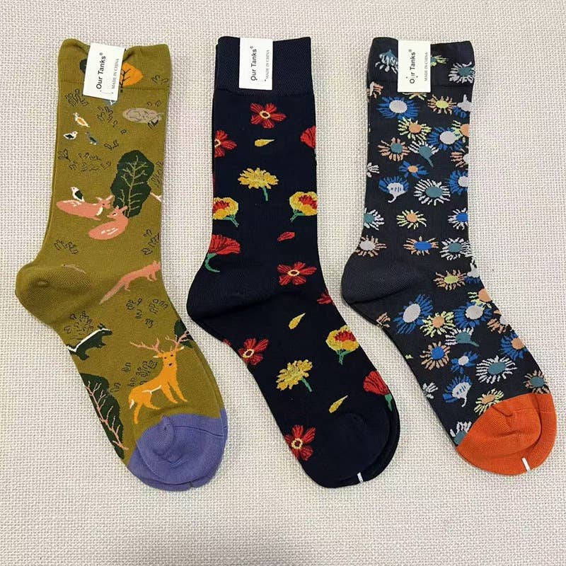 Tourtiwi – Meias - Unissexo por atacado – Meias com padrão de pintura a óleo assimétrico10