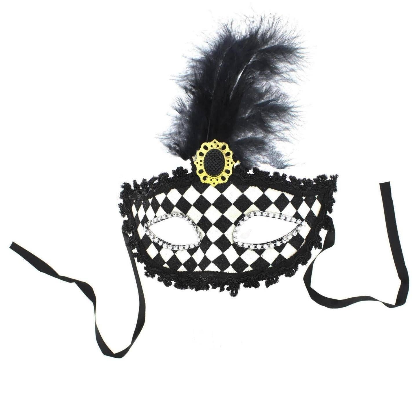 Topkids Accessories - Wholesale Costume - Unisex - Feather Masquerade Mask, Venetian Mask Halloween Mask, Masks for Masquerade Ball, Fancy Dress Adult, Cosplay accessories, Black Lace, Halloween Masks4