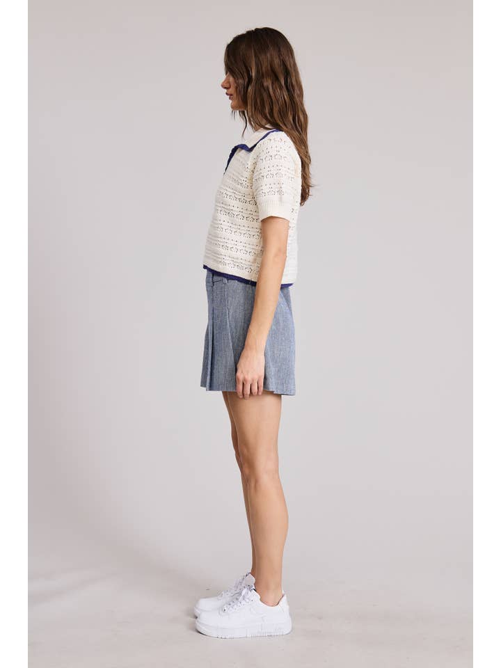 FLAT WHITE - Wholesale Knit Sweater - Women's - Young Polo Sweater Top