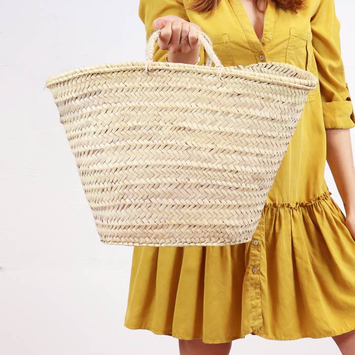 French basket, Straw tote bag, Grocery bag, woven bag for wholesale by Melecraft