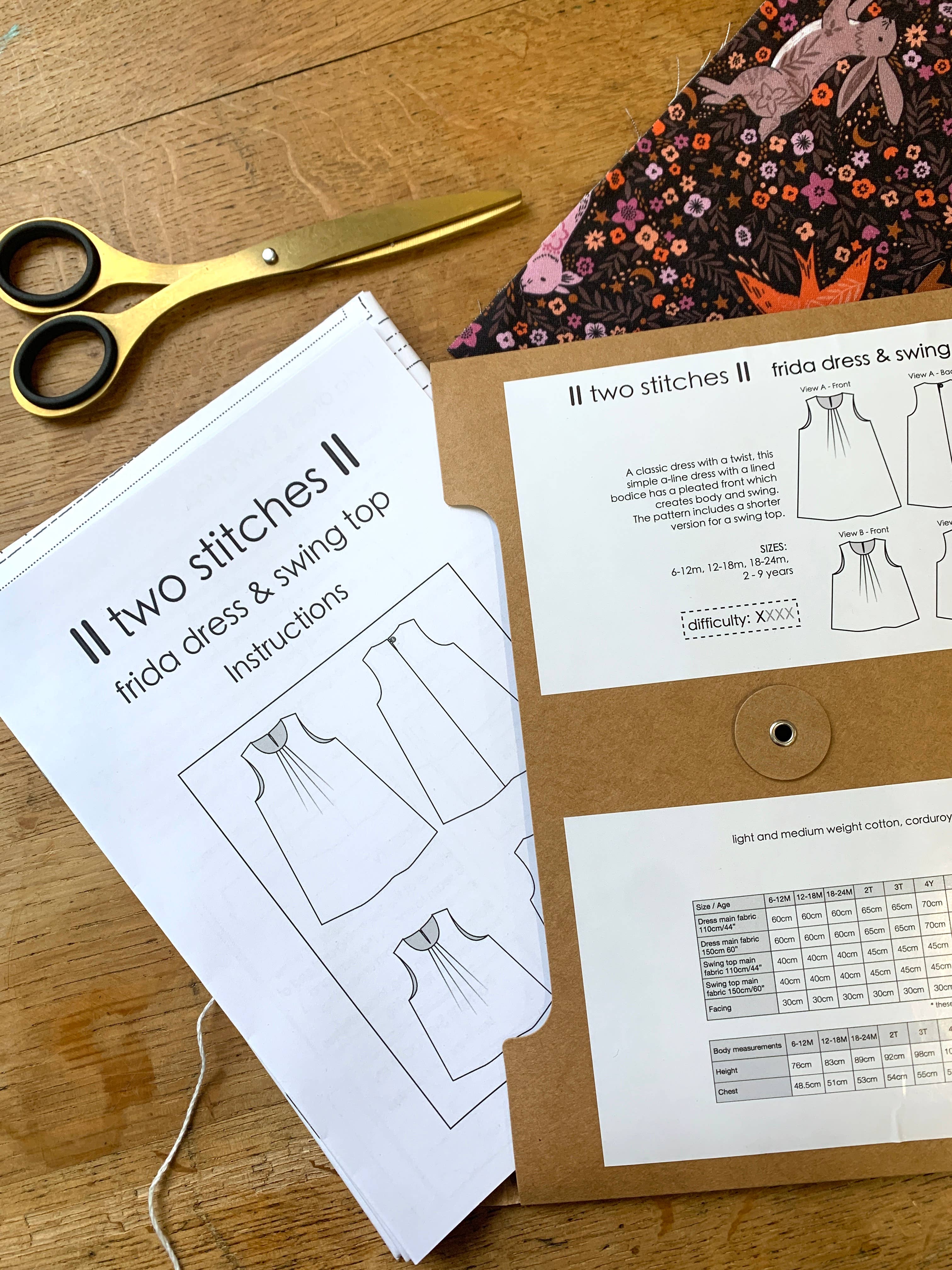 Two Stitches Patterns - Venta al por mayor Kits de costura - Patrón de costura para vestido Frida para niños9
