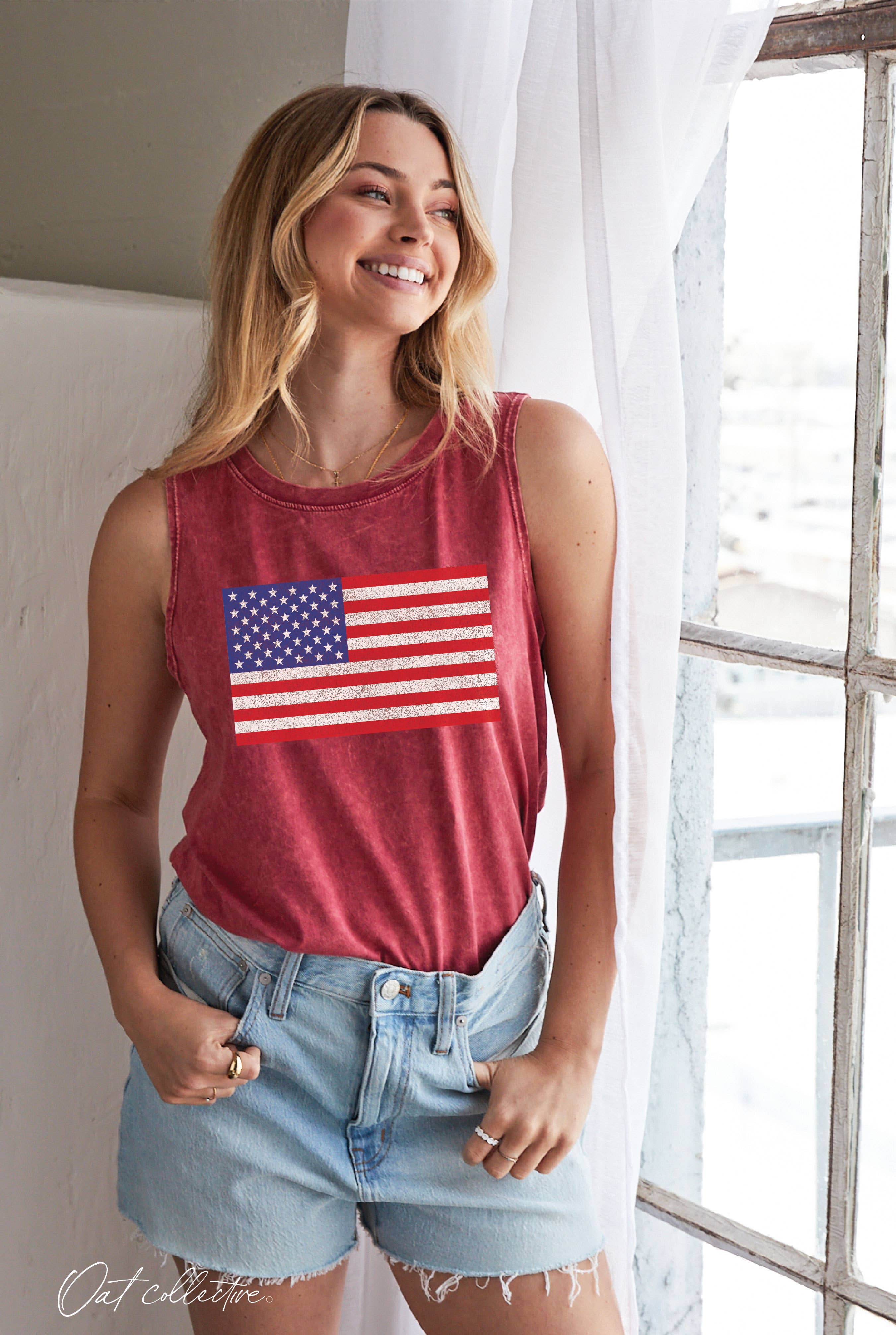 OAT COLLECTIVE - Wholesale Tanktop - Dames - USA FLAG Mineral Graphic tanktop 8