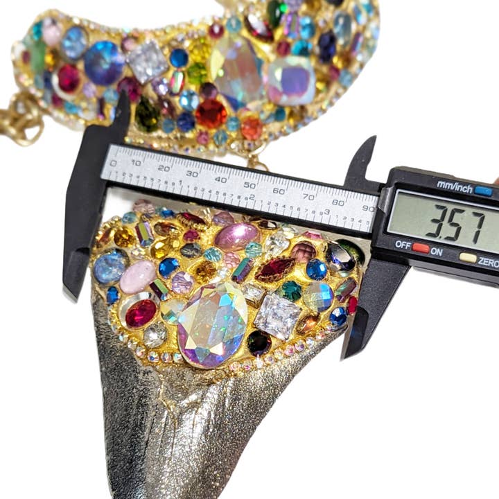 Gay Isber Designs - Wholesale Pendant/Charm Necklace - Shark Tooth Fossil Replica Chrome Plated Silver Gold Combo Swarovski Jewels Sugar Gay Isber3