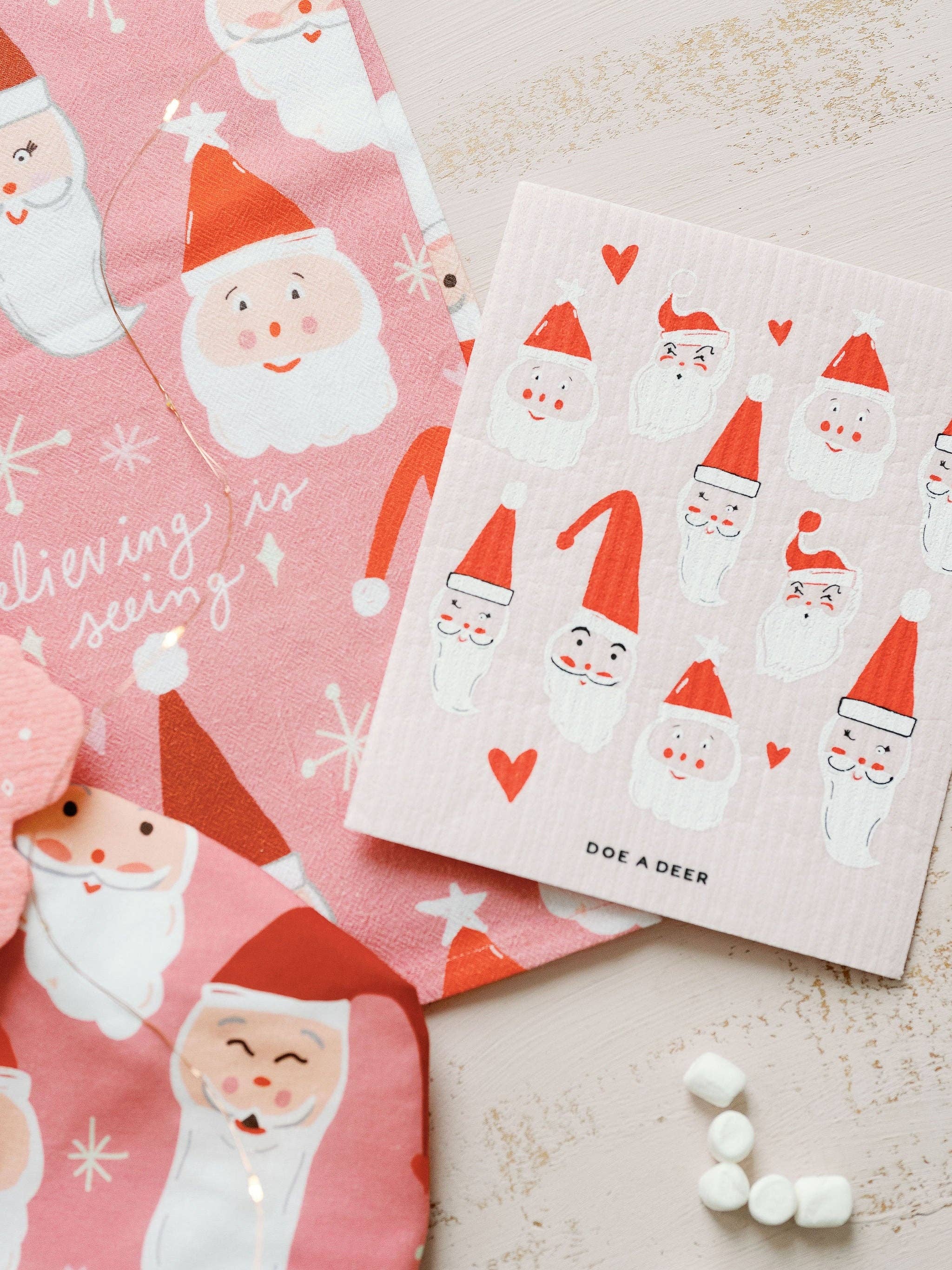Doe A Deer - Wholesale Dishcloth - Many Faces Of Santa - Swedish Dishcloth1