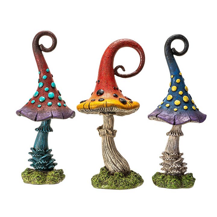 Pacific Trading - Wholesale Decorative Figurine - Magic Toadstool Mushrooms Home and Garden Decor Set of 3
