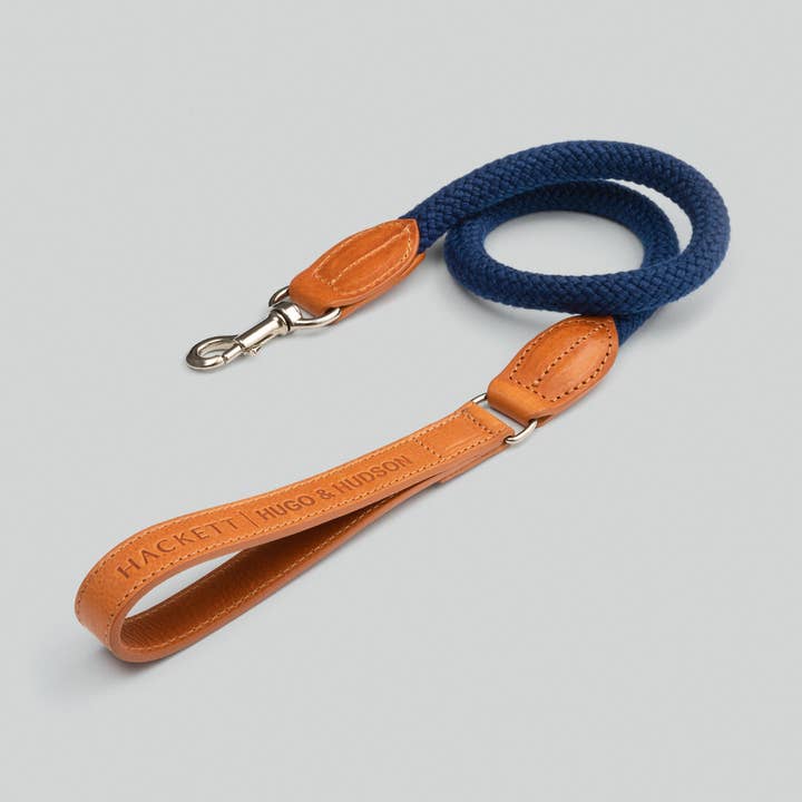 Hackett x Hugo Hudson Navy Rope Leather Dog Lead for wholesale by Hugo & Hudson