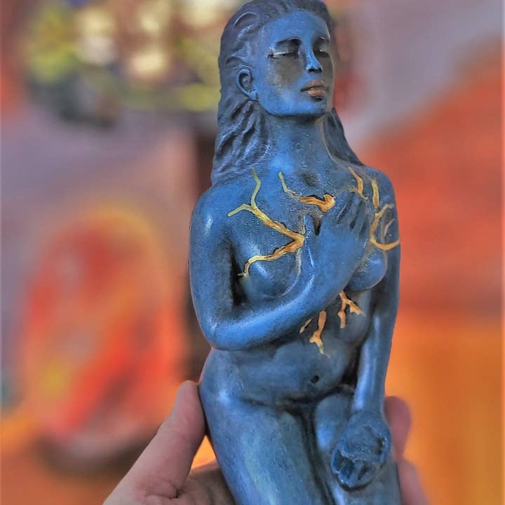 Shaping Spirit - Wholesale Sculpture - Self Love Blue and Gold Sculpture – Symbol of Healing, Compassion & Inner Strength | Meaningful Spiritual Art