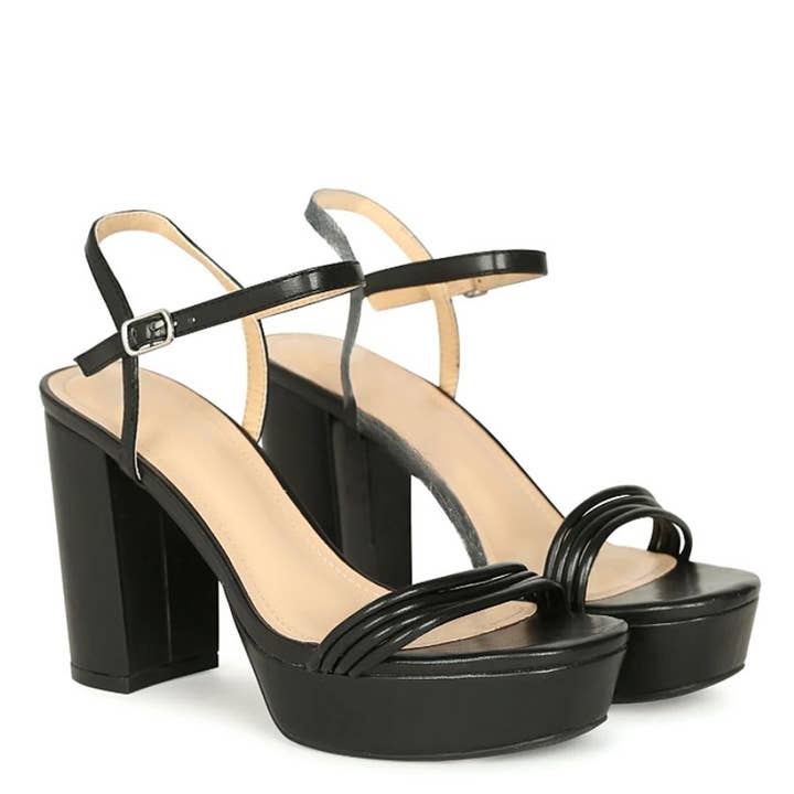 CHIC BUCKLE WIDE HEEL 1 PAIR, PC FELIE 9 12BK for wholesale by JOIA ACCESSORIES