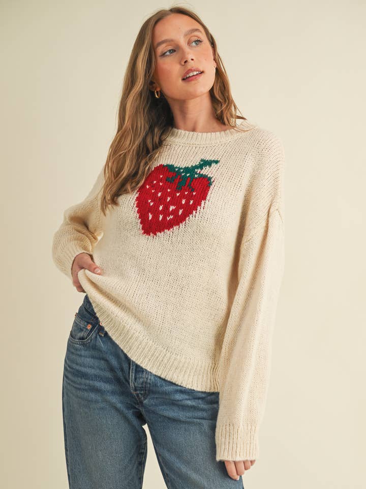 CSW17178 - STRAWBERRY PRINT SWEATER and other Purchase Wholesale strawberry sweater. Free Returns & Net 60 Terms on Faire trending on Faire.
