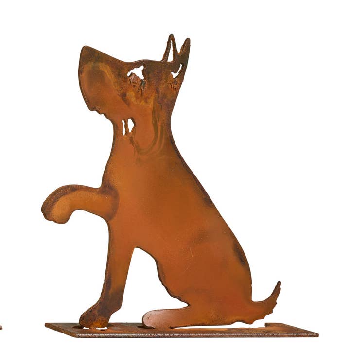 Cute 5-Inch Fence Sitter Dog Sculpture for wholesale by Elizabeth Keith Designs