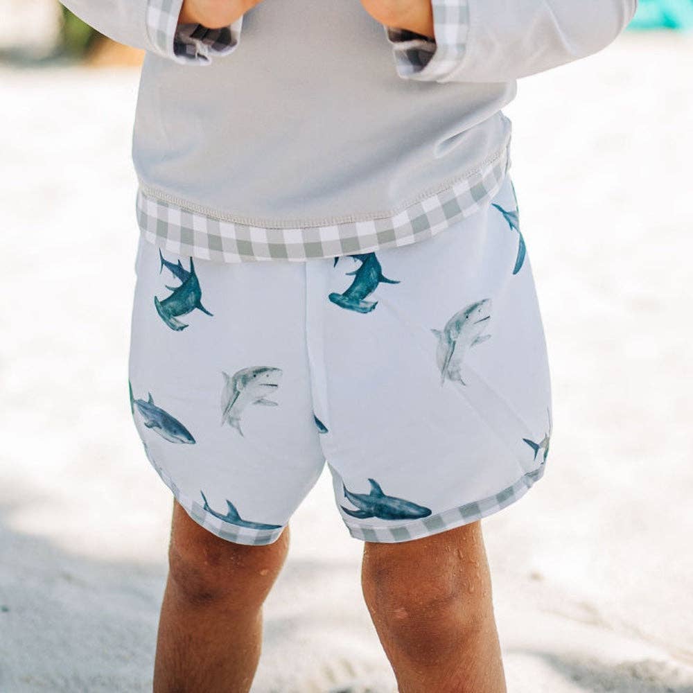 Sugar Bee Clothing - Wholesale Swim Shorts - Kids - Boys Summer Swim Shorts - Sharks 0