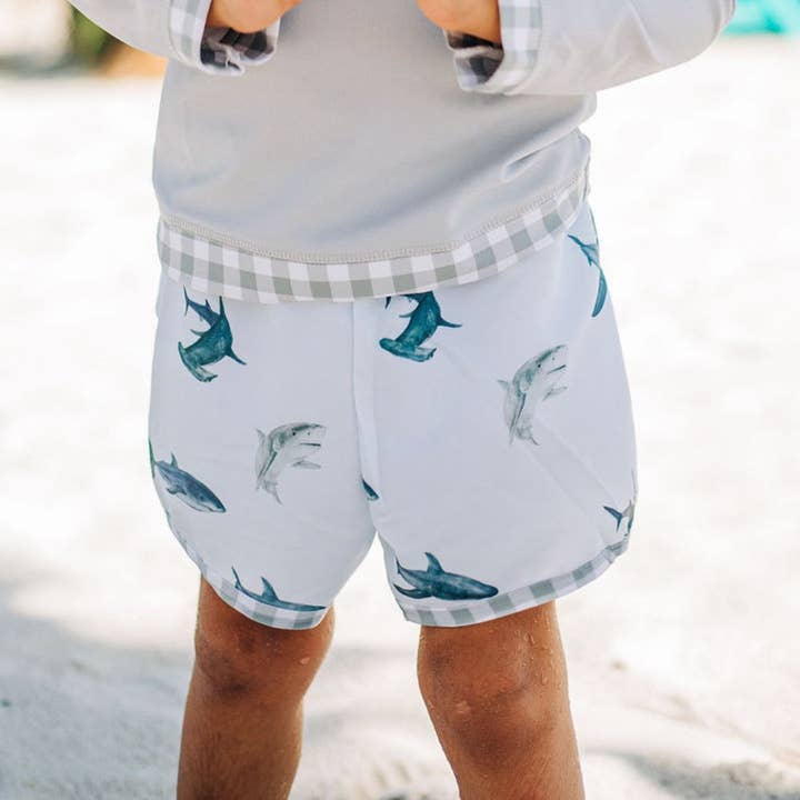 Sugar Bee Clothing - Wholesale Swim Shorts - Kids - Boys Summer Swim Shorts - Sharks