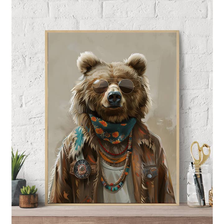 Arttique - Artistry Canvas Prints - Venta al por mayor Ilustración - Lienzo decorativo para pared con diseño de oso hippie