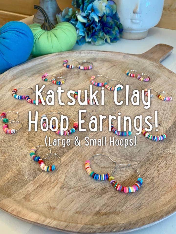 Brincos argola em prata Discos de polímero multicoloridos feitos à mão por atacado de Leanne Bruce Co.