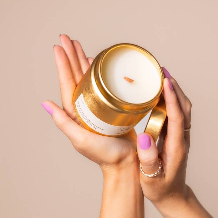 Kandlery - Wholesale Jar/Filled Candle - Bergamot & Hinoki | BEST SELLER | 9 oz Gold Luxury Candle