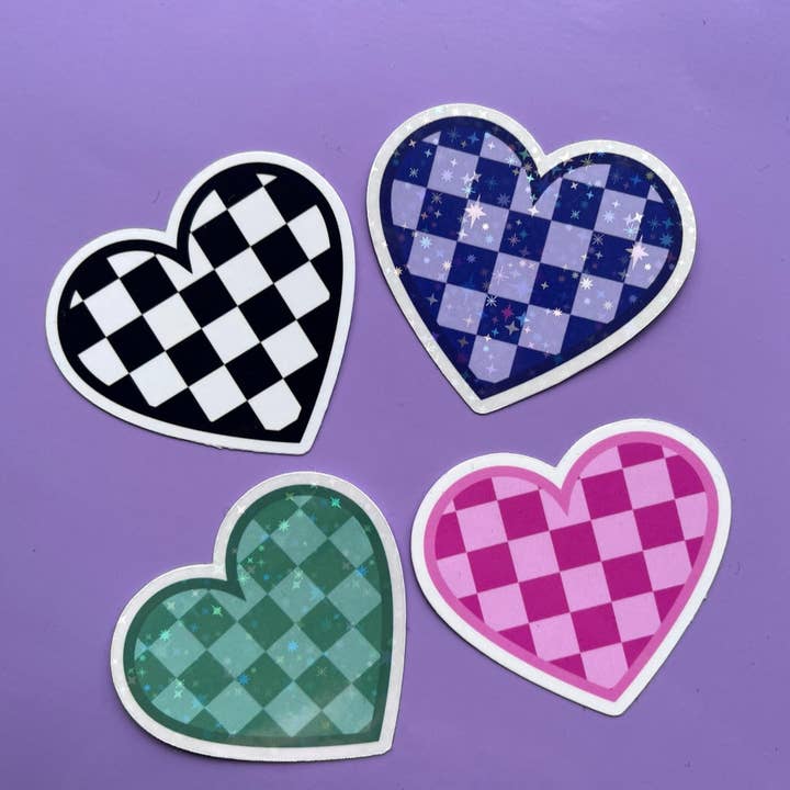 Checkered Heart Sticker for wholesale by Troublesome Heart