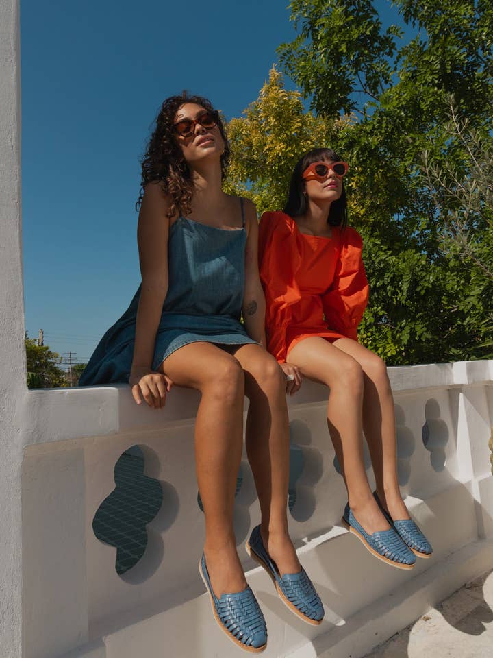 Mexas EU - Wholesale Muiltjes - Dames - AÑIL - Blauwe leren huaraches7