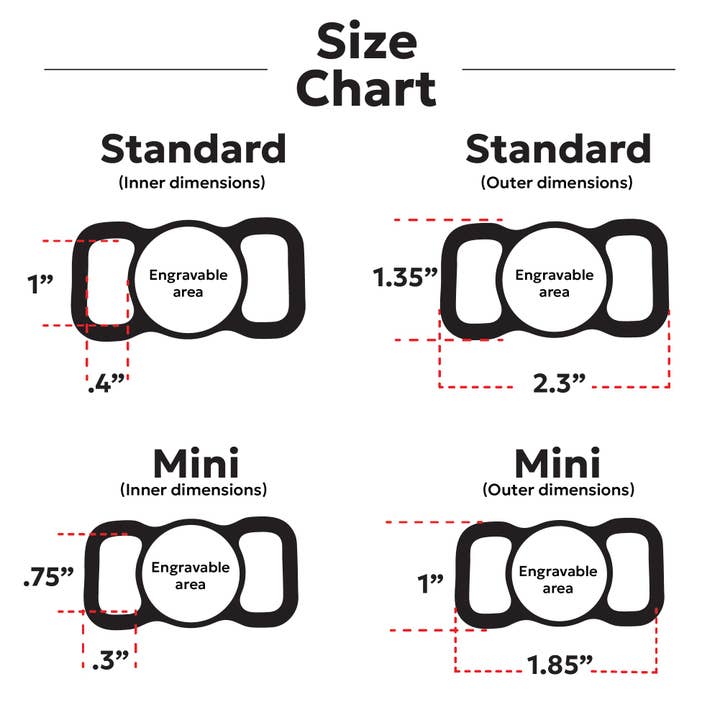 Besties Pets - Wholesale Pet Identification Tag - Cat/Dog - Slim Slide-On Silicone Pet ID Tag | Classic Name2