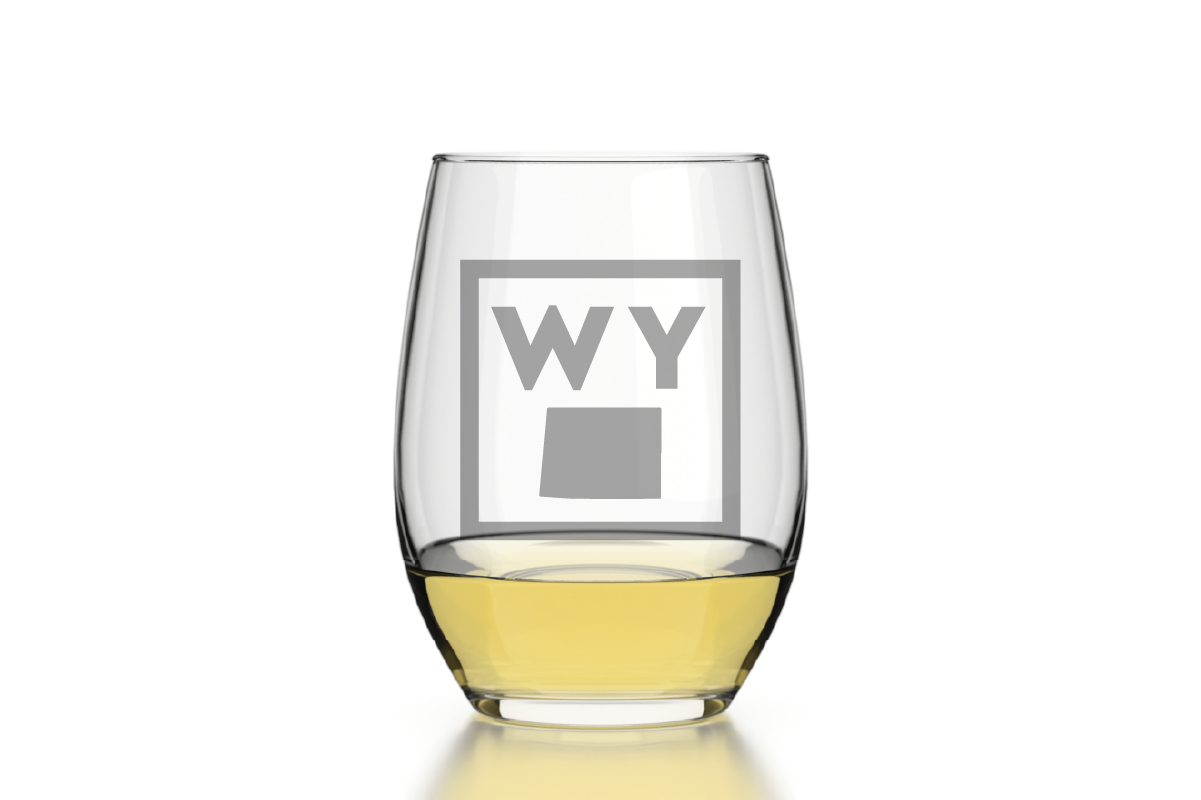 Well Told - Wholesale Wine Glass - Wyoming - State Emblem - Etched Stemless Wine Glass - 16 oz2