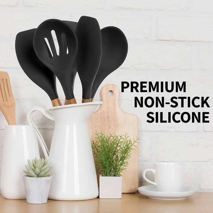 Zulay Kitchen - Wholesale Kitchen Utensil Set - 5-Piece Silicone Utensils Set with Wooden Handles40