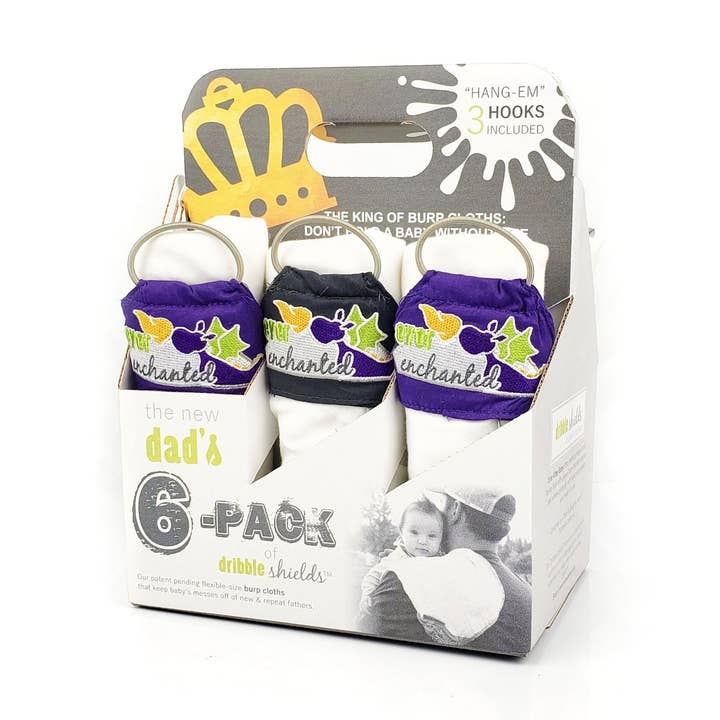 The New Dad's 6-pack of Purple Dragon Burp Cloths Gift Set for wholesale by Ever After Baby