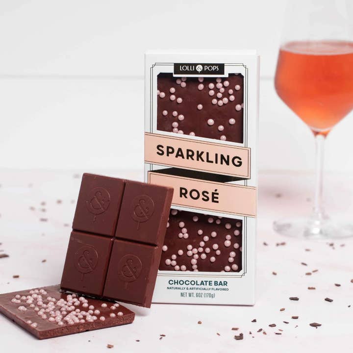 Lolli and Pops - Wholesale Chocolate Bar - Sparkling Rose Topp'd Bar1