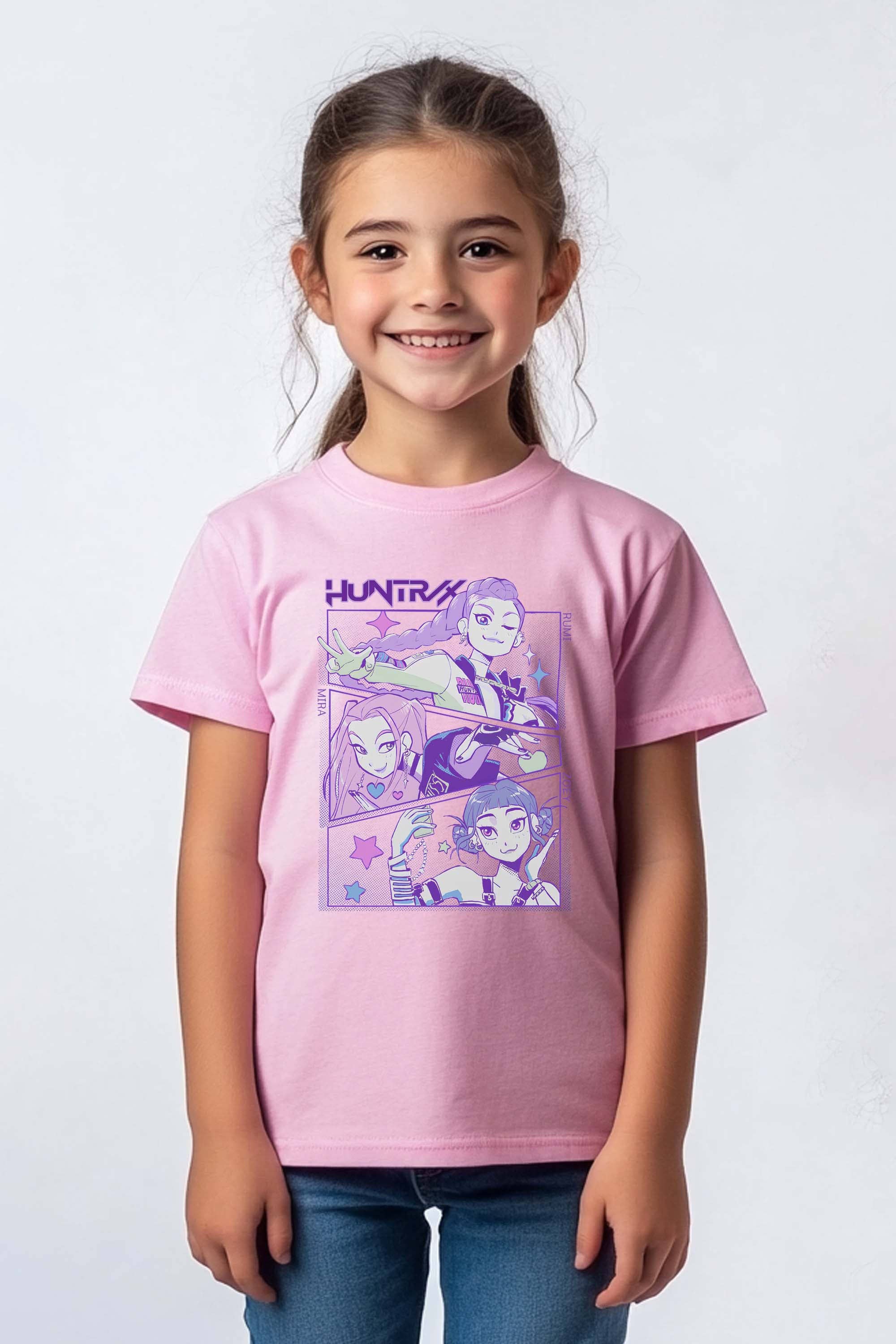Missi Clothing – wholesale Screen-printed t-shirt – Kids – Kids Huntrix K-pop Anime Printed T-Shirt0