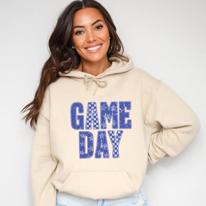 Game Day Blue Checkered - Womens Hoodie for wholesale by Olive And Ivory Wholesale