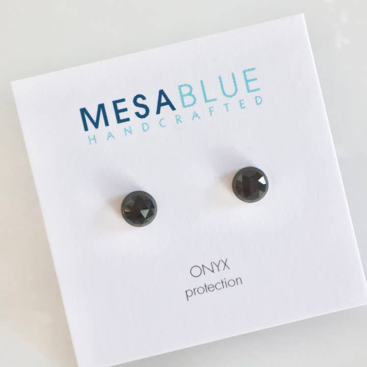 Mesa Blue - Wholesale Stud/Post Earrings - Onyx Stud Earrings -Faceted1