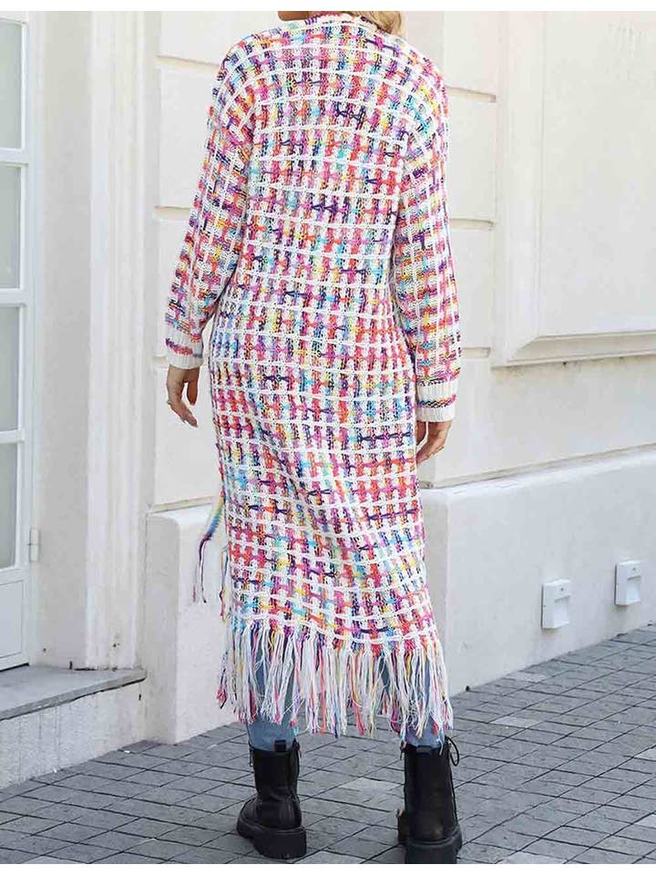 Sweetkama – wholesale Cardigan – Women’s – Ladies Multi Color Front Open Tassels Chunky Knit Cardigan2