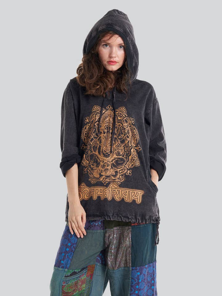 Unisex Ganesh Hoodie (TH-1438PK) for wholesale by Kathmandu Imports