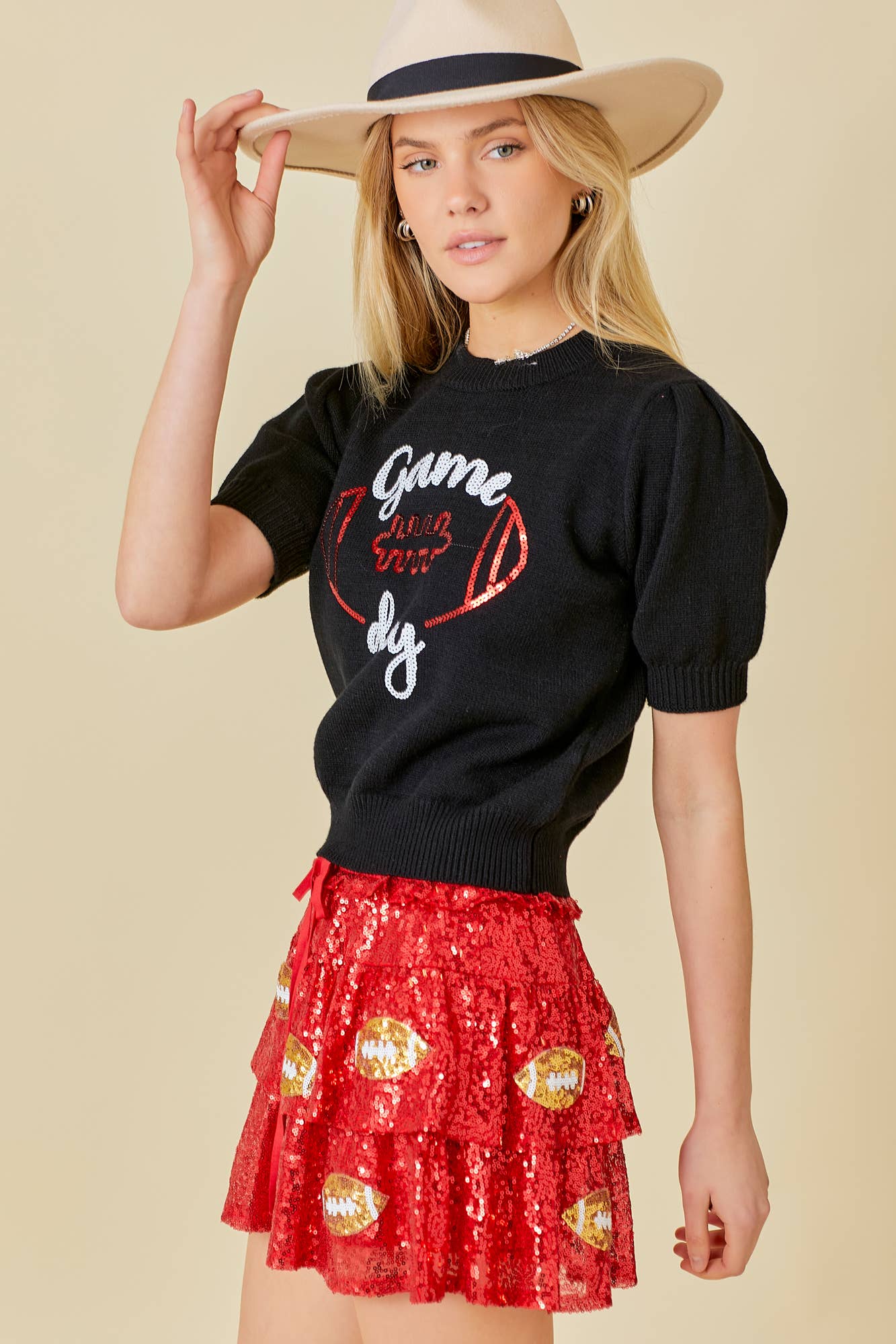 Main Strip - Wholesale Pullover-trui - Dames - Game Day Sweatertop met pofmouwen10