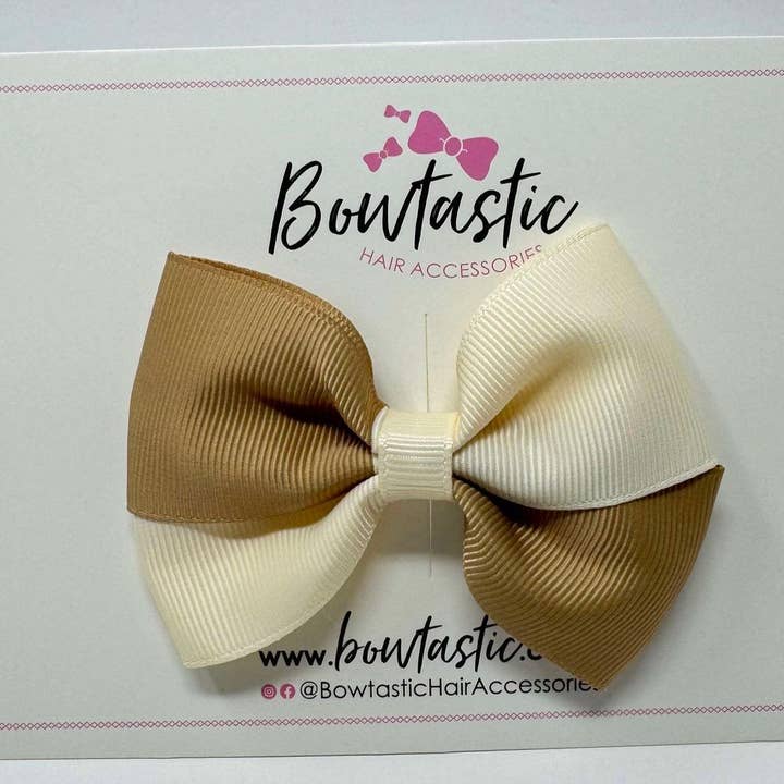 3.5 Inch Twist Bow - Latte & Cream for wholesale by Bowtastic Hair Accessories