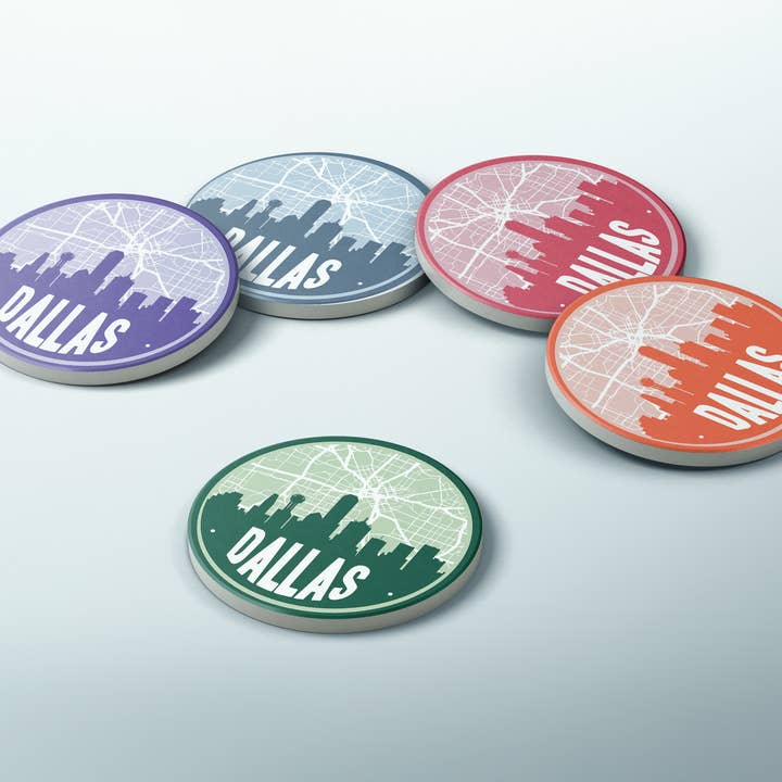 Dallas Texas uppsättning av 4 underlägg | Flera färger för wholesale av Paperfinch Design