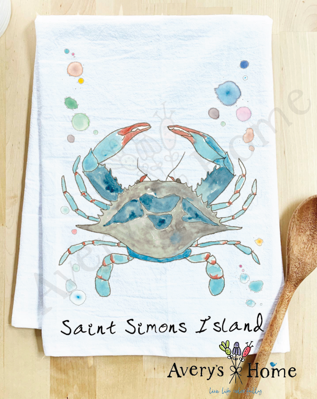 Avery's Home - Wholesale Tea Towel - Blue Crab Ocean Customizable Coastal Tea Towel35