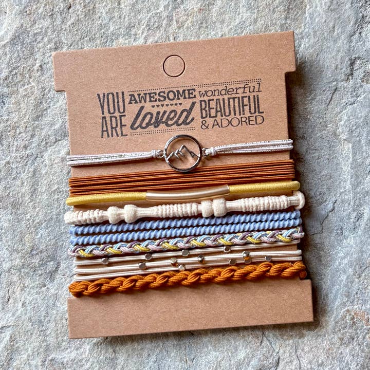 Charm Hair Ties on Kraft Card | Mountain Top (Burnt Orange) for wholesale by eastern ave studio