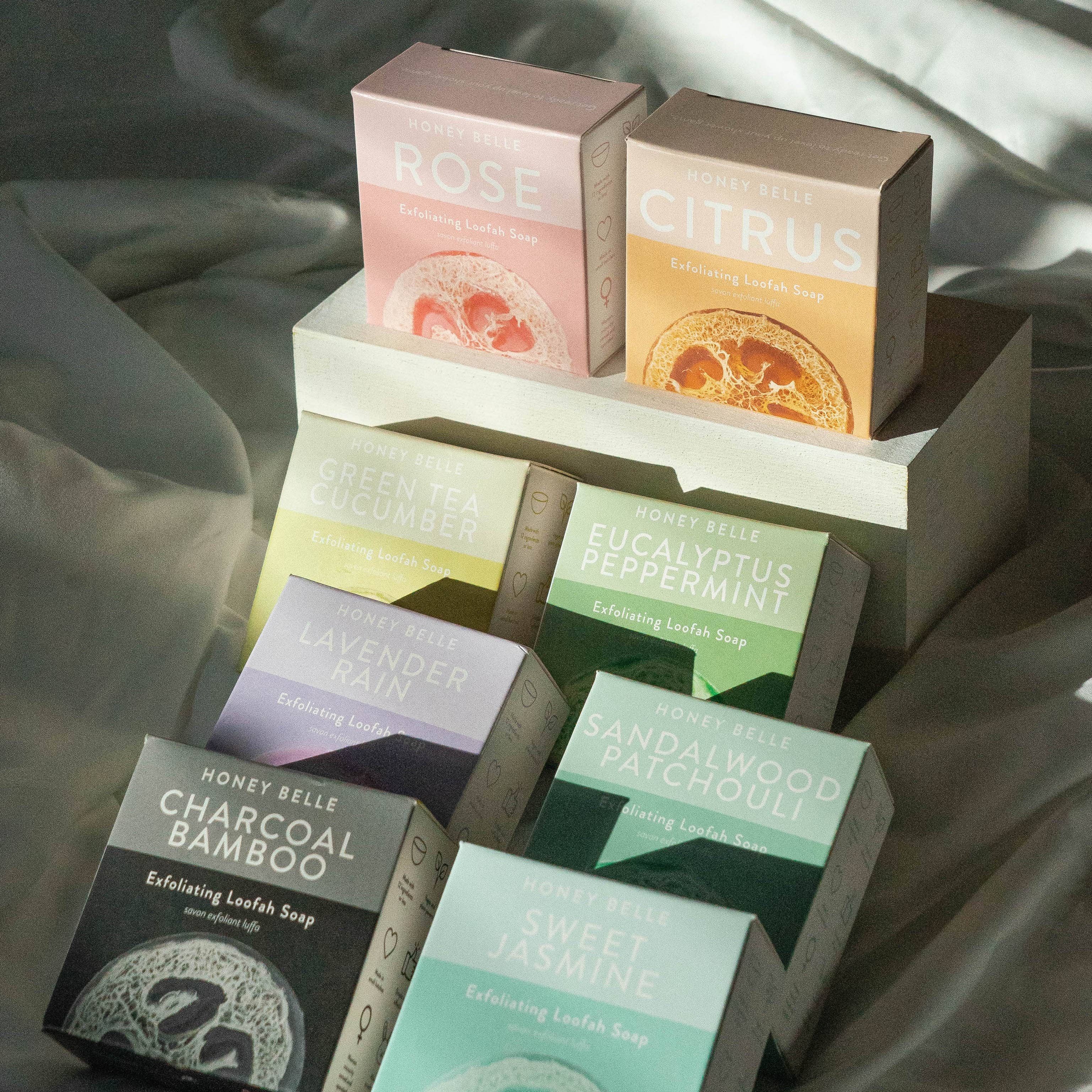 House of Honey Belle - Wholesale Bar Soap - Eucalyptus Peppermint Exfoliating Loofah Soap2