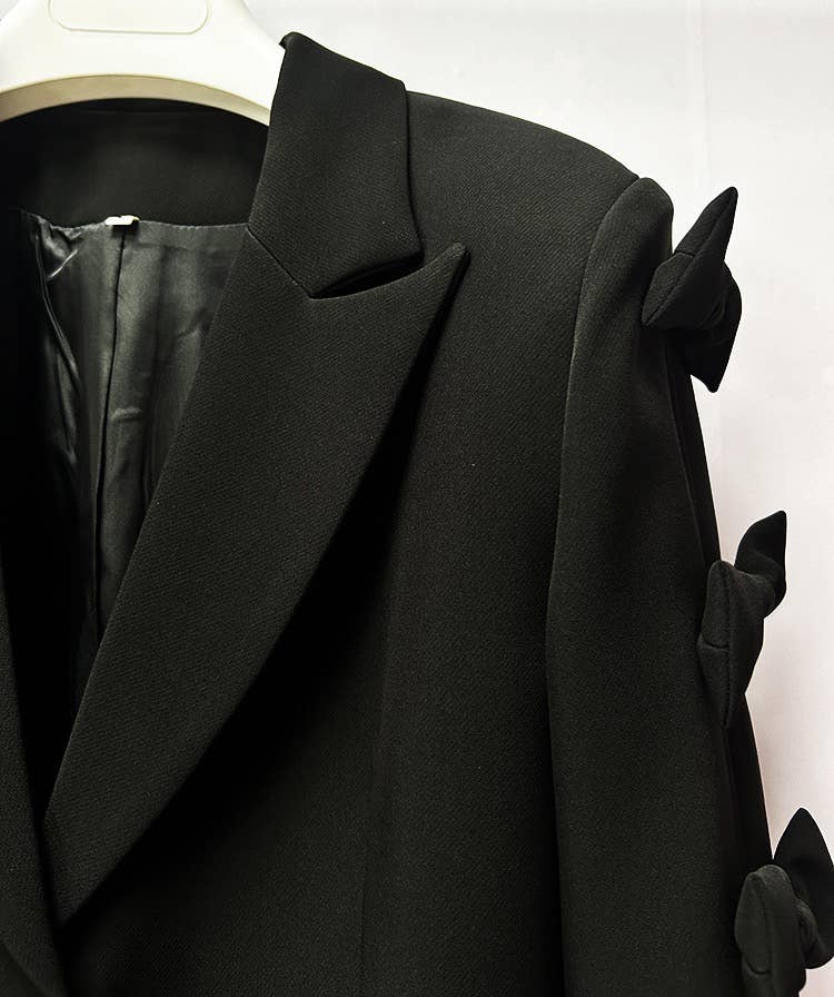 Sanyao Fashion - Vente Veste de tailleur – femme  - Veste de costume mi-longue rouge chic à manches à nœud papillon SY25414