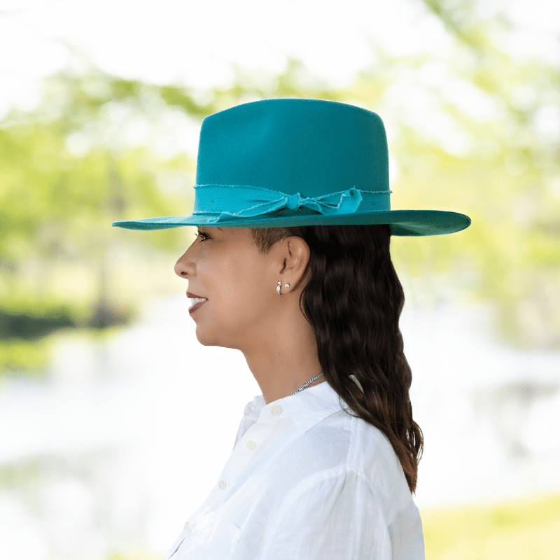My Wine Hat - Vente Chapeau en feutre - femme - FEDORA MARLBOROUGH - BLEU SARCELLE2