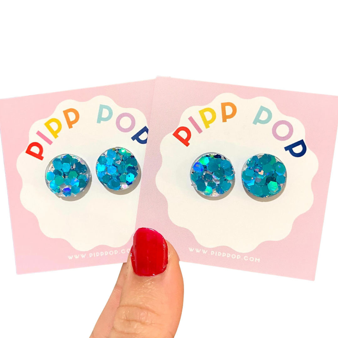 Pipp Pop - Wholesale Stud/Post Earrings - Glitter Resin Studs - 34 Colours Available4