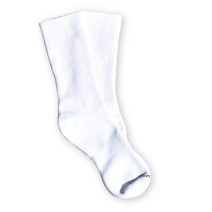 Crew Socks - Y-Stitched Heel - Solid - White for wholesale by Kustom Knits