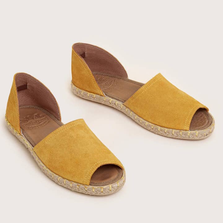 Coney Suede Open Toe Flat - Yellow for wholesale by DNA Footwear